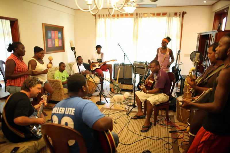 Ivan Duran rehearsing with The Garifuna Collective