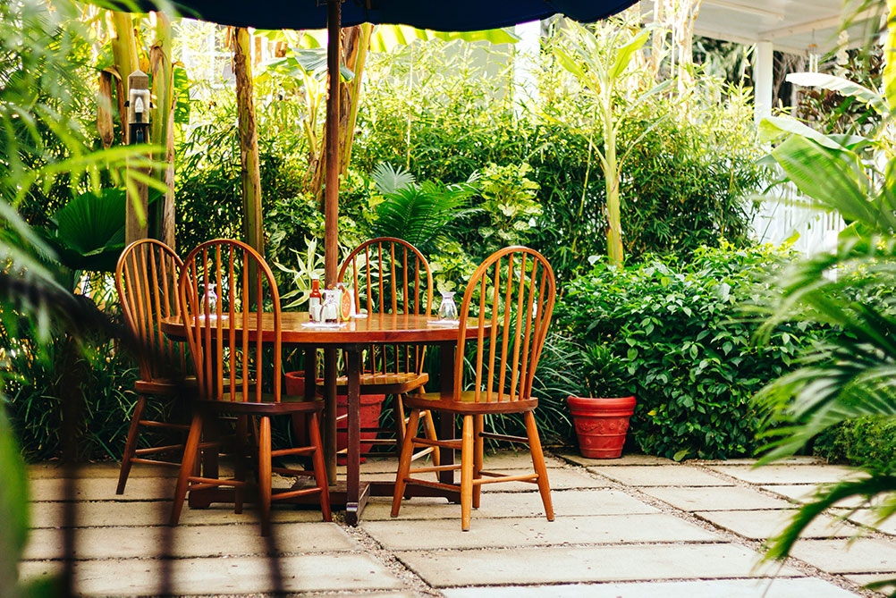 dine in garden patio at the guava limb cafe restaurant