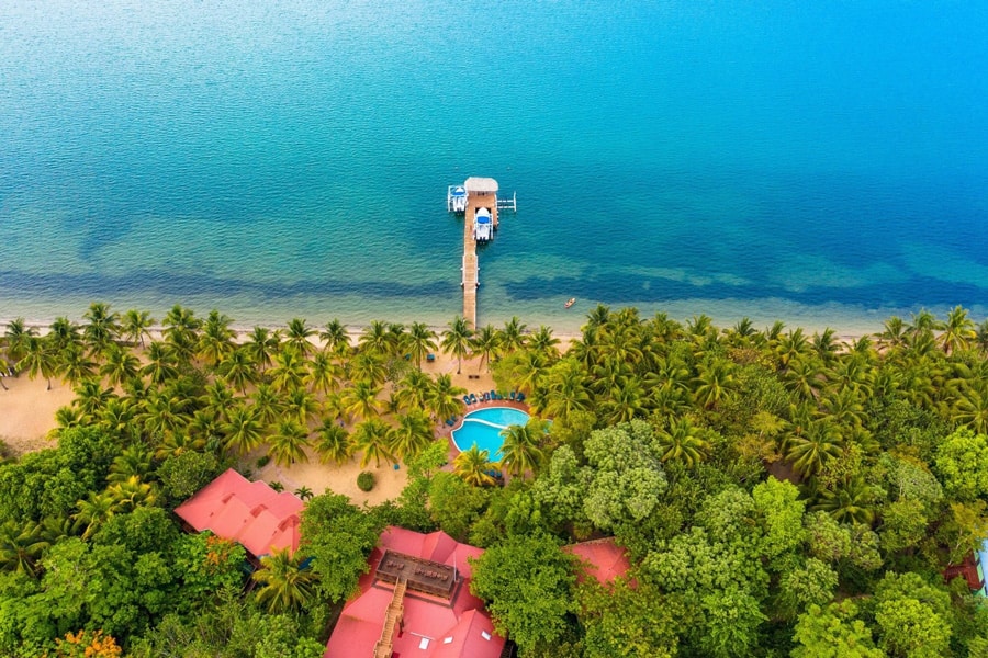 hamanasi hopkings Belize resorts on the beach aerial photo