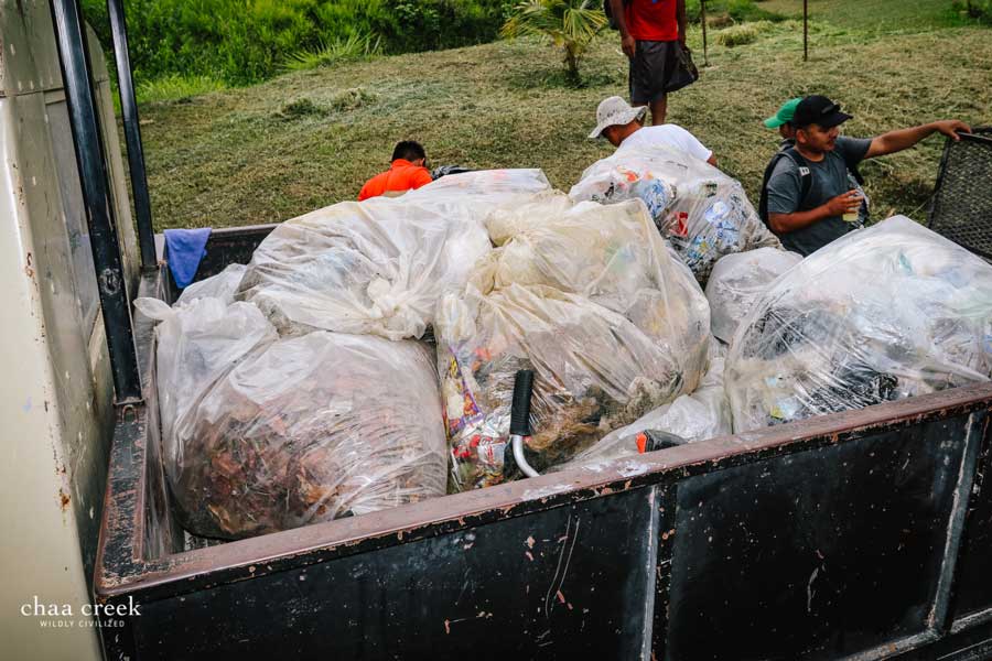 garbage collected chaa creek belize river cleanup 2018