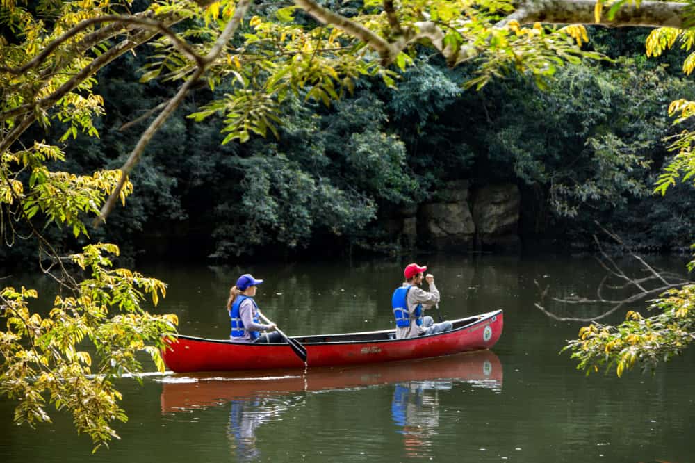 socially distancing canoeing in Belize