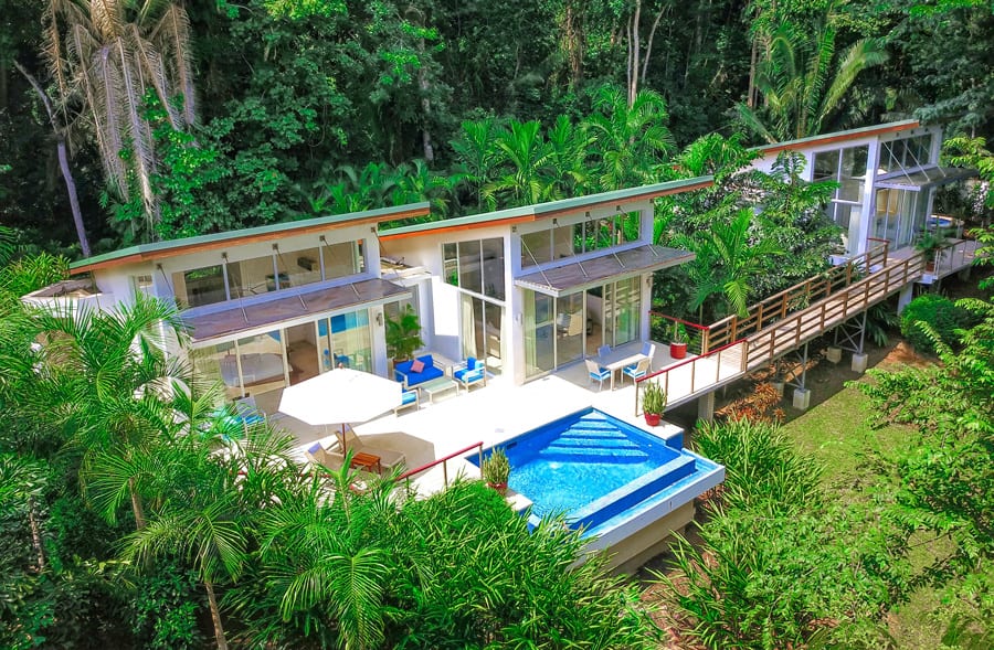 aerial photo of Chaa Creek's luxury ix chel villas and the surrounding rainforest