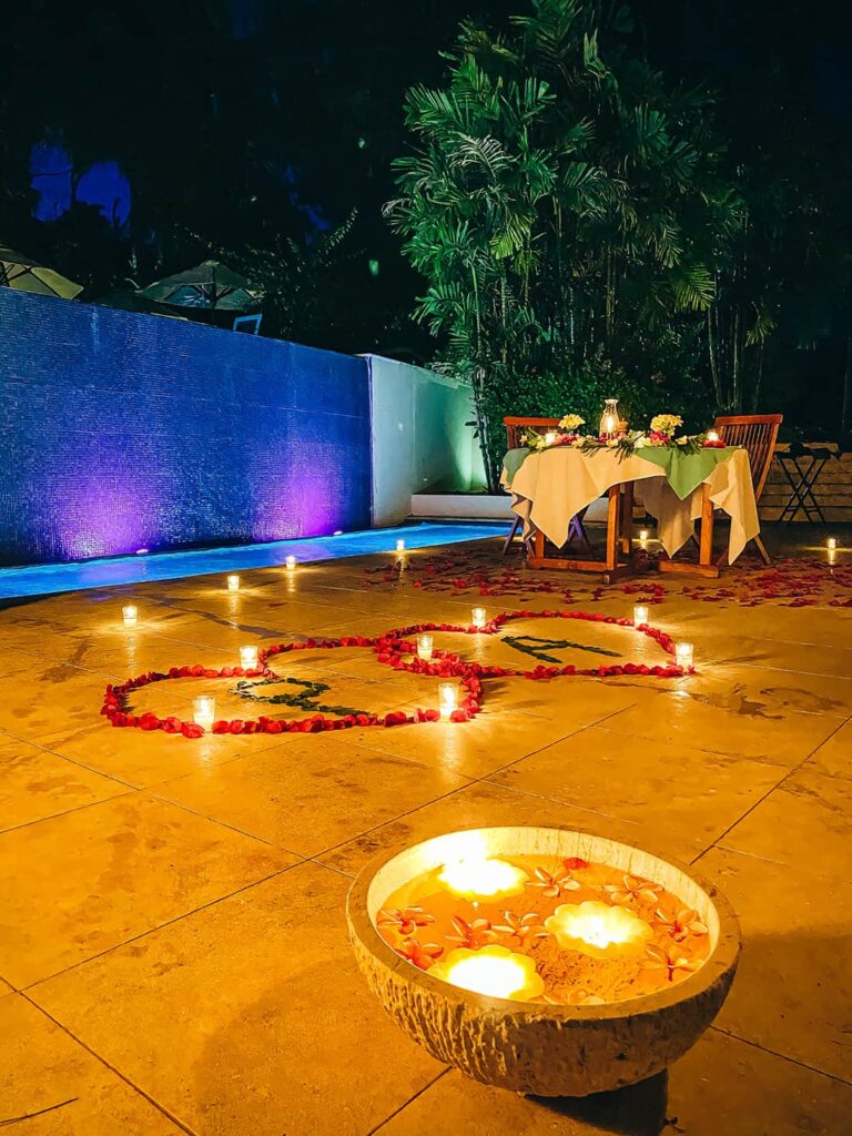 belize jungle resorts couples romantic poolside dinner