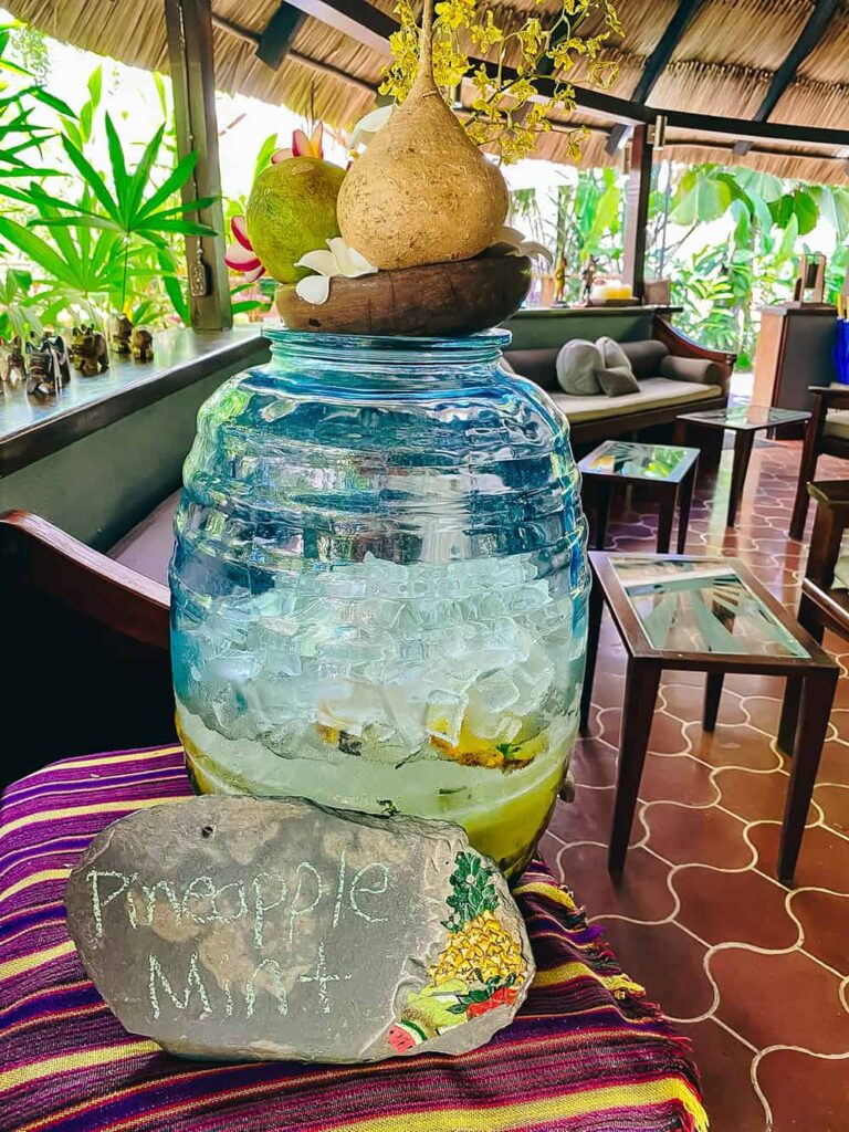 infused water dispenser at Chaa Creek resort for guest use