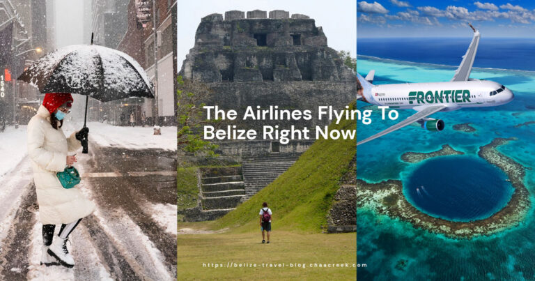 graphic cover of airlines flying to belize in 2021 quarter 4 with text on it