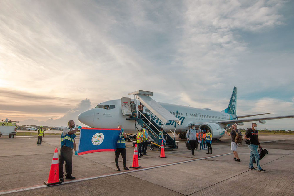 Alaska airlines first flight to belize Philip goldson international airport