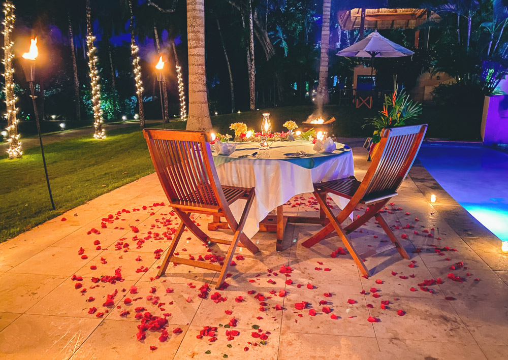 romantic poolside dinner at chaa creek in 2022