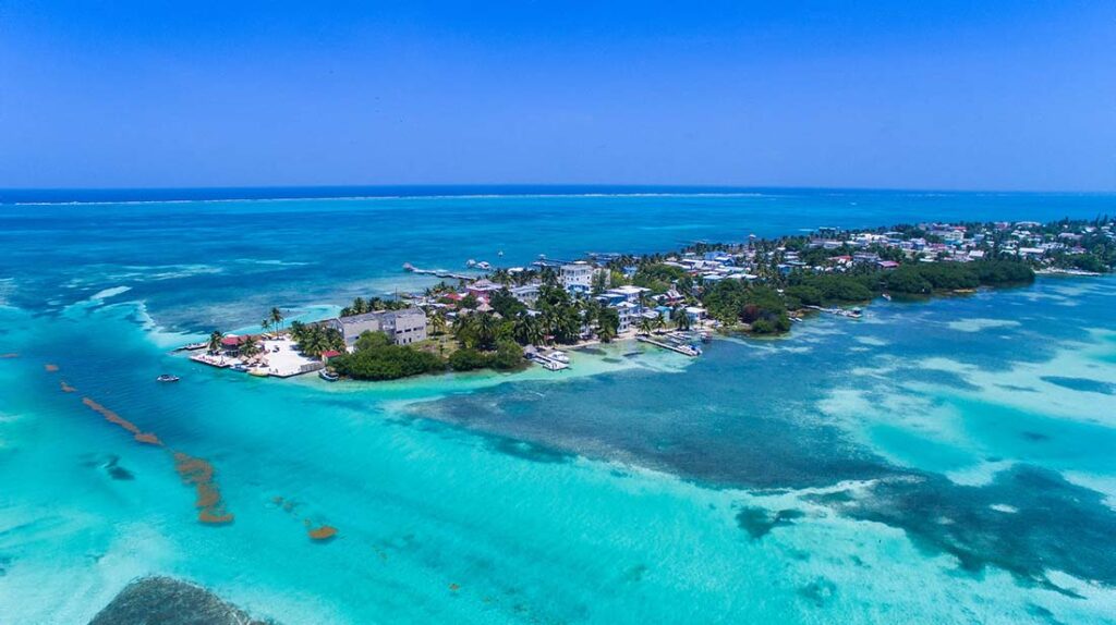 The split at caye caulker from the air
