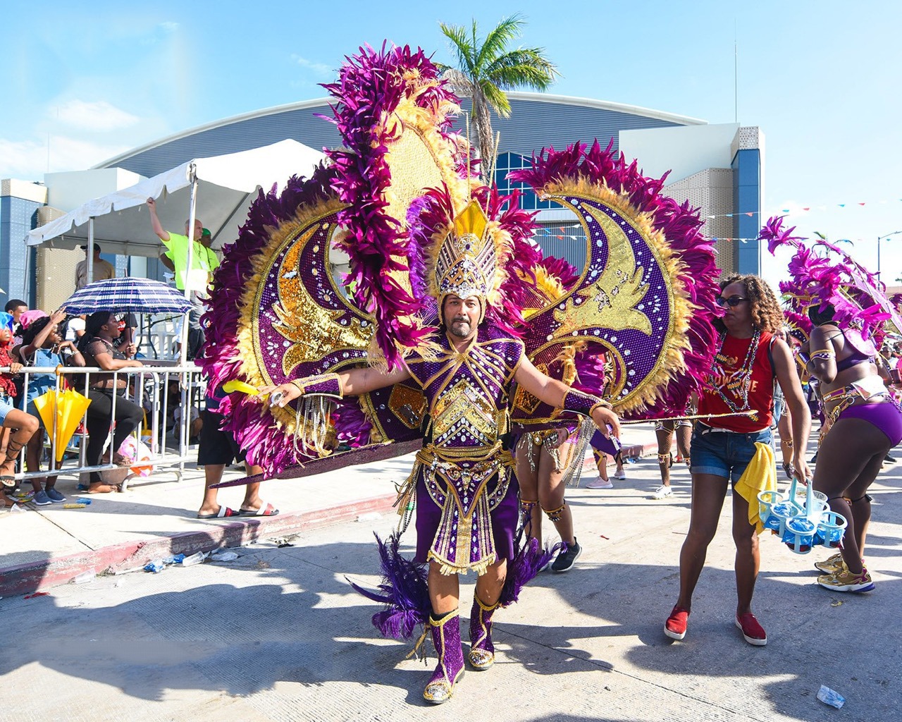 male in carnival costume in belize for september celebrations