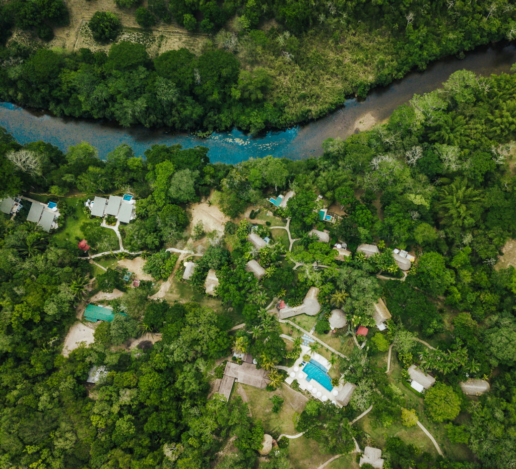chaa creek resort aerial view horizontal