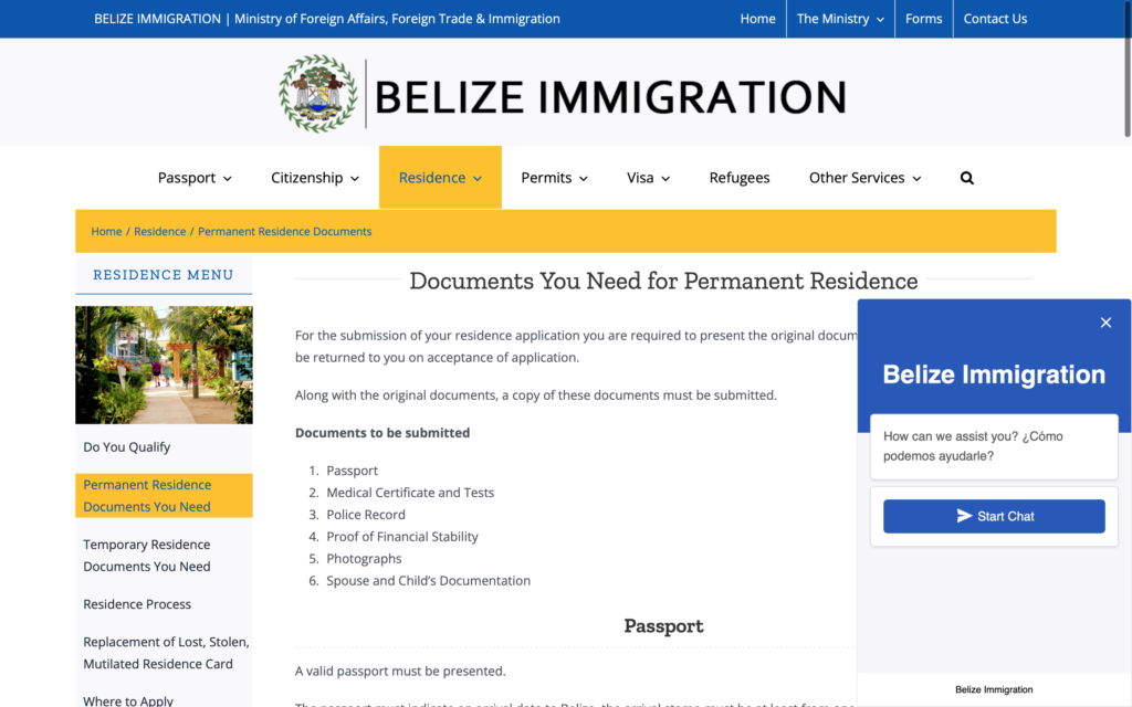immigration process of moving to Belize 